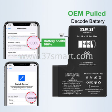 iPhone 12 Pro Max DEJI Batteria 4400mAh Diagnosticabile Mostra il 100% di Salute della Batteria Blister