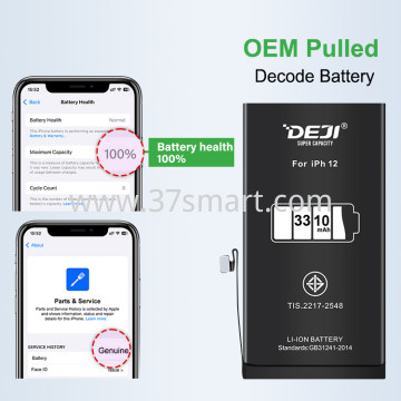 iPhone 12, iPhone 12 Pro DEJI Batteria 3310mAh Diagnosticabile Mostra il 100% di Salute della Batteria Blister