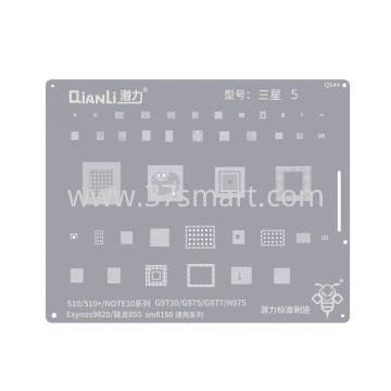 Reballing Stencil QS44 S10, S10+, Note10seris G9730, G975, G977, N975 Exynos9820、snapdragon 855 SM8150uni seris Schüttgut