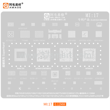 AMAOE Reballing Stencil MI17 -  redminote10, 11, 12 seris Schüttgut