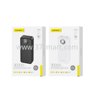 Foneng 30000mAh Power Bank (22.5W & 3 Outputs) PX103 Black