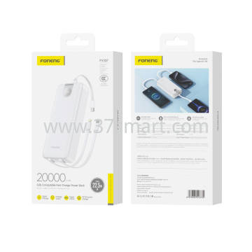 Foneng 20000mAh Power Bank with 3 Built-in Cables 22.5W PX107 Weiß