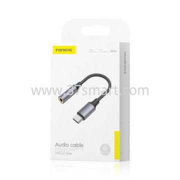 FONENG Adattatore TYPE-C a Jack 3.5mm Cuffie BM30 Nero