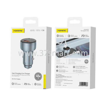 FONENG Caricatore da Auto USB C + USB 48W C18 Argento
