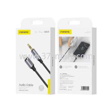 FONENG Adattatore Bluetooth da lightning a 3.5mm Aux Cavo BM31 Nero
