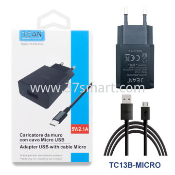 Caricabatterie da Muro Con Cavo Micro USB TC13B-Micro Nero