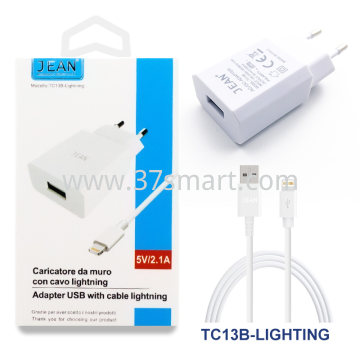 Caricatore da Muro 5V 2.1A Con Cavo Lightning  TC13B-Lightning White