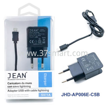 5V 1A Wall Charger With Lightning Cable AP006E-C5 Schwarz