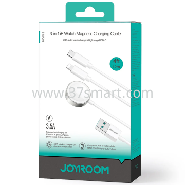 Joyroom 3-in-1 iP Watch Magnetic Charger+Lightning+Type-C cable USB-A 1.2m S-IW008 Weiß