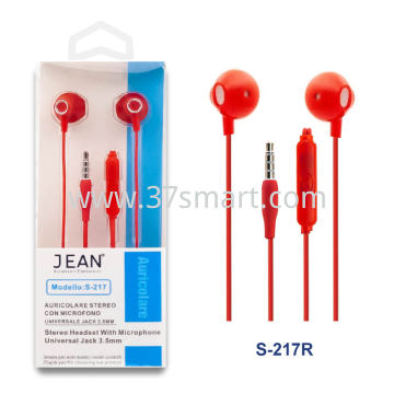 3.5mm Jack Stereo Headset with Microphone S-217 Red