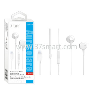Auricolare Compatibile Lightning con Tasto Volume  Connettore Bluetooth S-182 Bianco