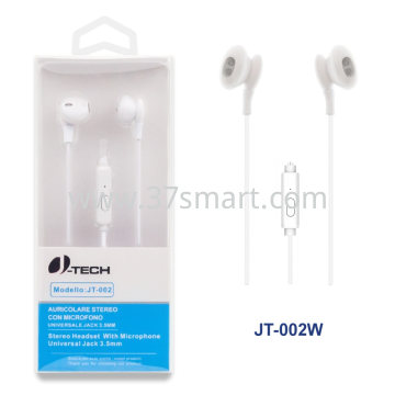 Auricolare Stereo Jack 3.5mm con Microfono JT-002 Bianco