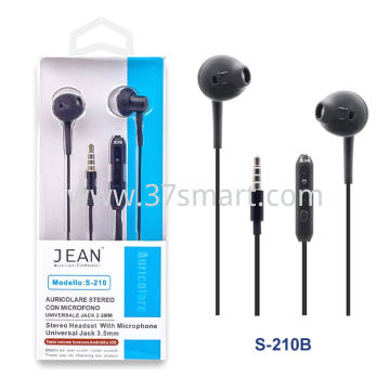 3.5mm Jack Stereo Headset with Microphone and Volume Button S-210 Black