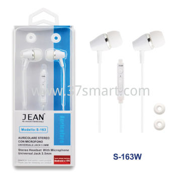 3.5mm Jack Stereo Headset with Microphone and Volume Button S-163 White