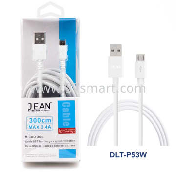 Quick Charge Micro USB Charging and Sync Cable White 300CM