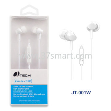 Auricolare Stereo Jack 3.5mm con Microfono JT-001 Bianco