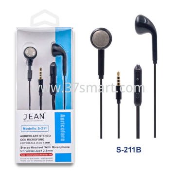 3.5mm Jack Stereo Headset with Microphone and Volume Button S-211 Black