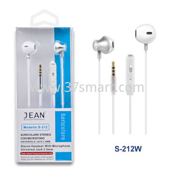 3.5mm Jack Stereo Headset with Microphone and Volume Button S-212 White