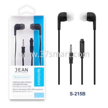 Jean Jack 3.5mm带麦克风耳机 S-215 黑色