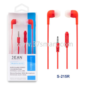 Jean Jack 3.5mm带麦克风耳机 S-215 红色