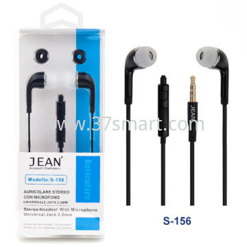 Auricolare Stereo Jack 3.5mm con Microfono e Tasto Volume S-156 Nero