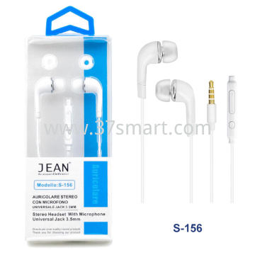 3.5mm Jack Stereo Headset with Microphone and Volume Button S-156 White