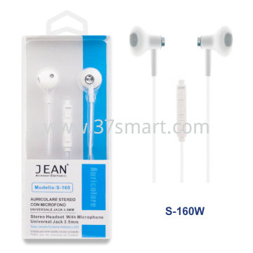 3.5mm Jack Stereo Headset with Microphone and Volume Button S-160 White