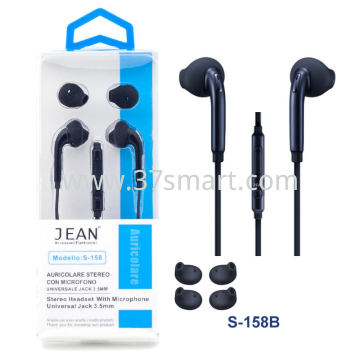 3.5mm Jack Stereo Headset with Microphone and Volume Button S-158 Black