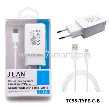 5V/2.4A Wall Charger With Type-C Cable TC58-TYPE-C White