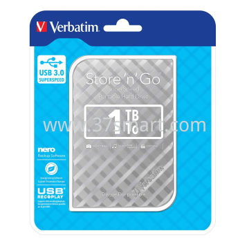 Store 'n' Go USB 3.0 Portable Hard Drive Silver 1TB