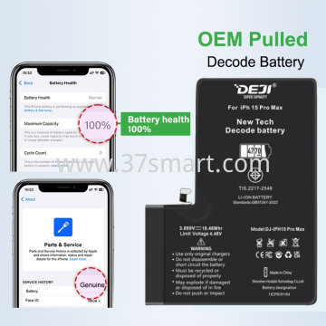 iPhone 15 Pro Max DEJI Battery 4770mAh Diagnosable Show 100% Battey's Health Blister