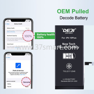 iPhone 15 Plus DEJI Battery 4620mAh Diagnosable Show 100% Battey's Health Blase