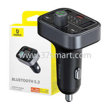 Baseus S-09 Pro, Bluetooth FM Transmitter and Car Charger 2 X USB-A - 1 x USB-C Black