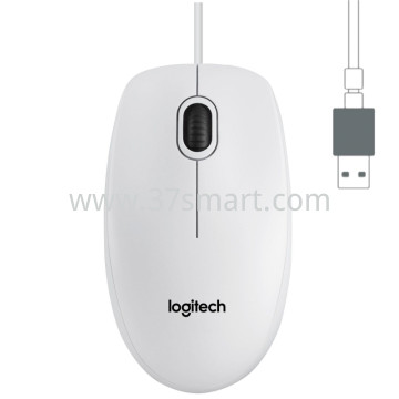 Logitech B100 Mouse with cable, USB port White