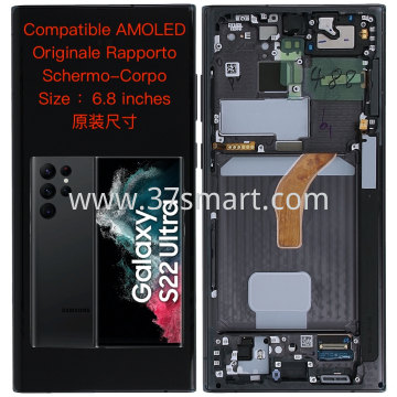 Samsung S22 Ultra S908 Compatible AMOLED 6.8'' Lcd+Touch+Frame (Originale Rapporto Schermo-Corpo) Nero