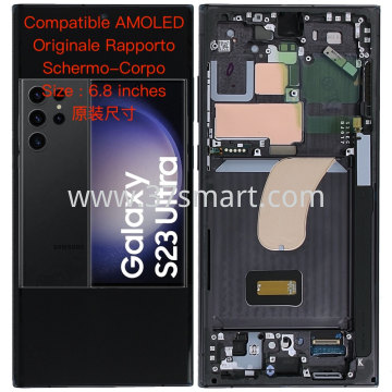 Samsung S23 Ultra S918 Compatible AMOLED 6.8'' Lcd+Touch+Frame (Originales Bildschirm-zu-Gehäuse-Verhältnis) Schwarz