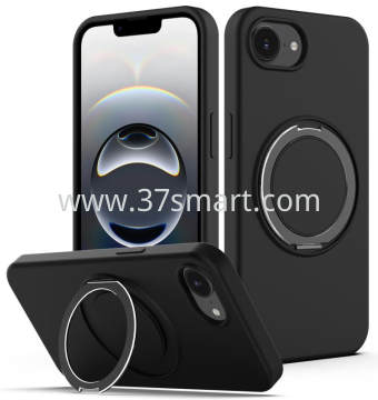Skin Feel Ring Holder Magsafe Case for iPhone 16e Black