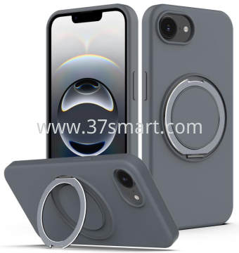 Skin Feel Ring Holder Magsafe Case for iPhone 16e Carbon Black