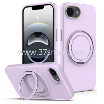 Skin Feel Ring Holder Magsafe Case for iPhone 16e Elegant purple