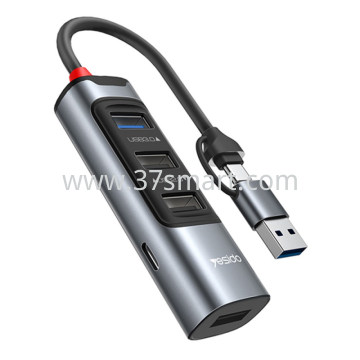 USB / USB-C Hub Yesido HB20, 5in1, Grey Grey