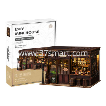 DIY Corner Tavern Miniature House with LED AW03-001 Blister