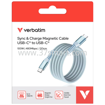 Verbatim USB 2.0, USB-C/USB-C 480Mbit/s, 100W PD 1.2m Blue